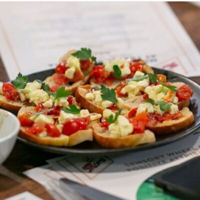 Trattoria Emilia Bruschetta with Buffalo Mozzarella and Tomato