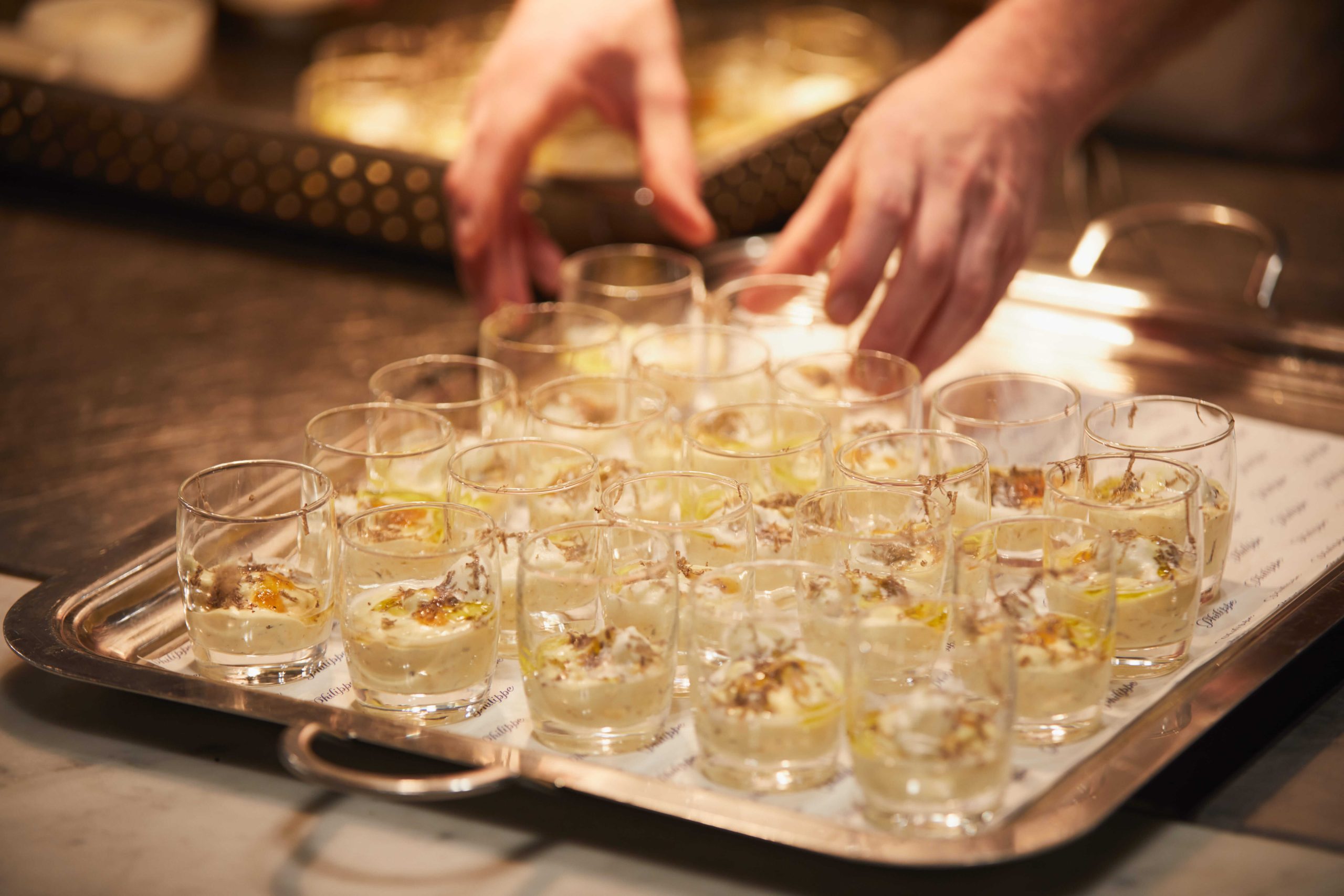 Elegant truffle rice pudding with orange Madeira jelly, paired with creamy olive oil gelato made with the best tasting Extra Virgin Olive Oil.