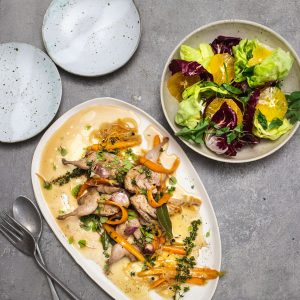 Quail escabeche cooked in Moro Tradicional Olive Oil with pickled vegetables and herbs